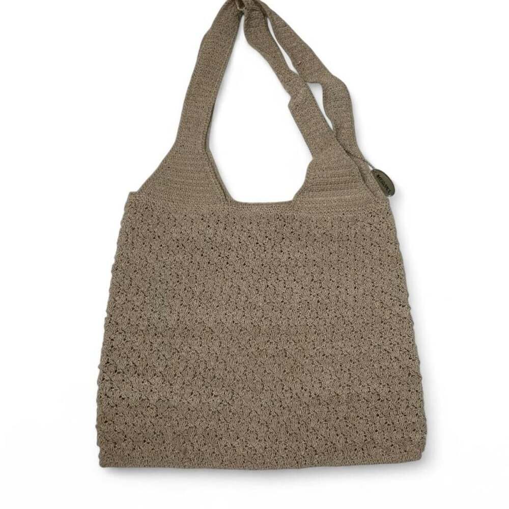 Merona Vintage Y2K Tan Crocheted Shoulder Tote Bag